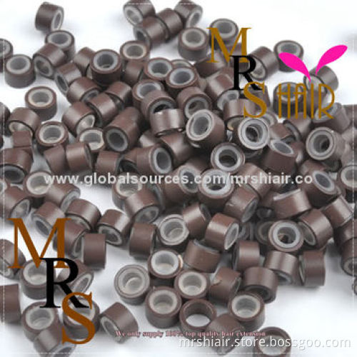 Medium brown 5*3*3mm silicone aluminum micro tubes extensions beads